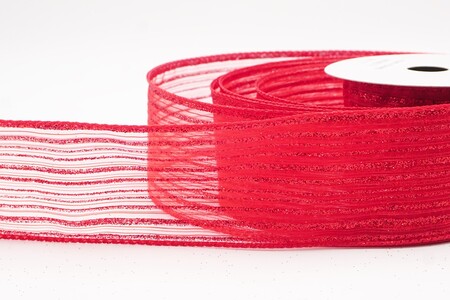 Red Metallic Sheer Fine Pinstripe Ribbon_KW0456GC-7-7